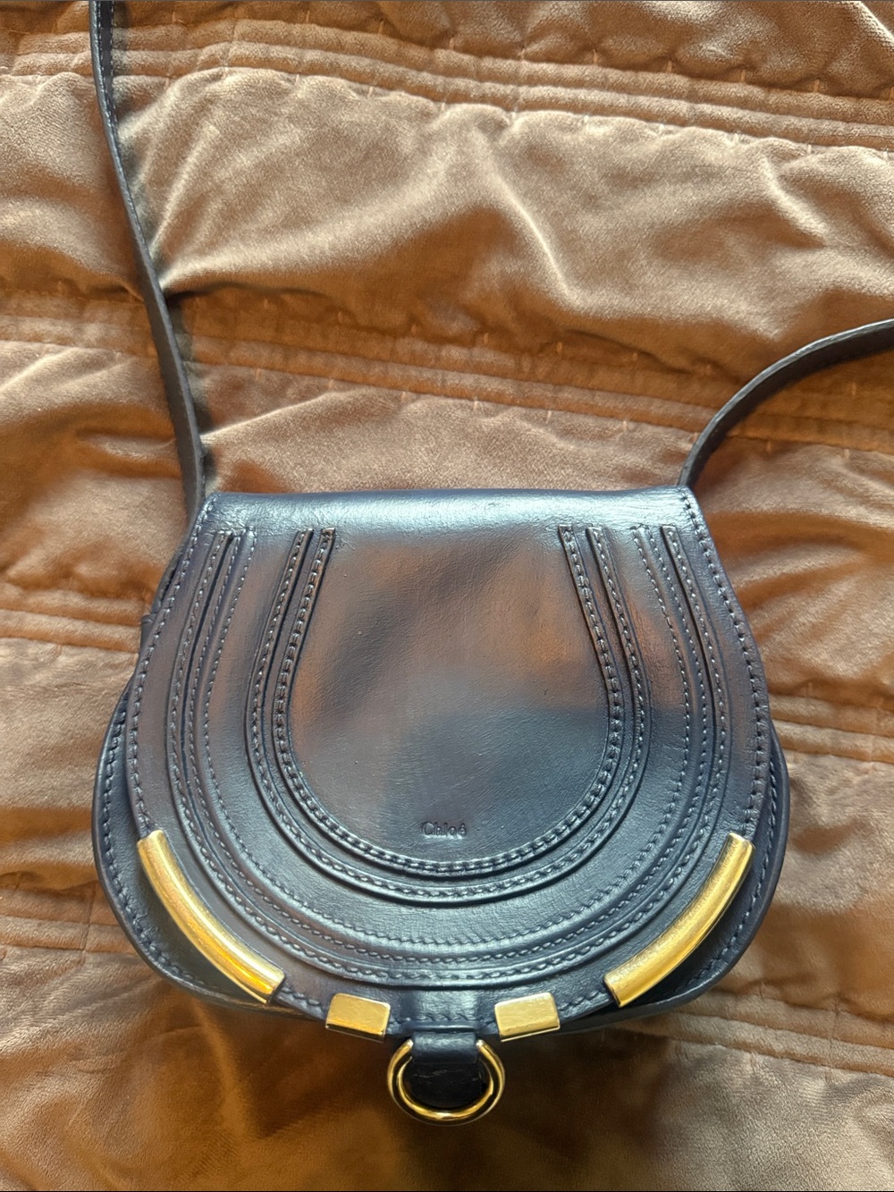 Authentic Chloe small Marcie Saddle Bag  (re-dyed deep blue)originally grey/blue